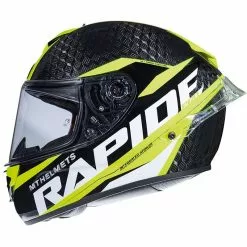 MT Helmets Casque De Moto Intégral En MT Casques Fibre RAPIDE PRO CARBON C3 Noir Jaune Fluo Brillant