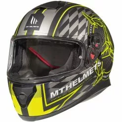 MT Helmets Casque De Moto Intégral MT Casques Thunder3 SV ISLE OF MAN A3 Noir Mat Fluo Jaune