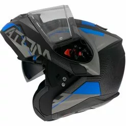 MT Helmets Casque De Moto Modulaire Approuvé P / J Mt Casque ATOM QUARK A7 Matt Black Blue
