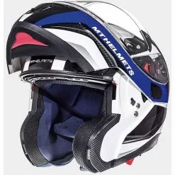 MT Helmets Casque De Moto Modulaire MT Casques ATOM Sv Tarmac Noir Blanc Bleu