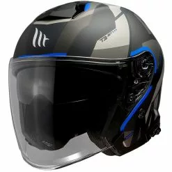 MT Helmets Casque Jet Mt Casque THUNDER Sv Jet BOW A3 Noir Mat Bleu