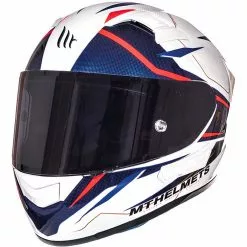 MT Helmets Casque Moto Intégral MT Casques KRE SV Intrepid Fibre Double Visor Blanc Rouge Fluo
