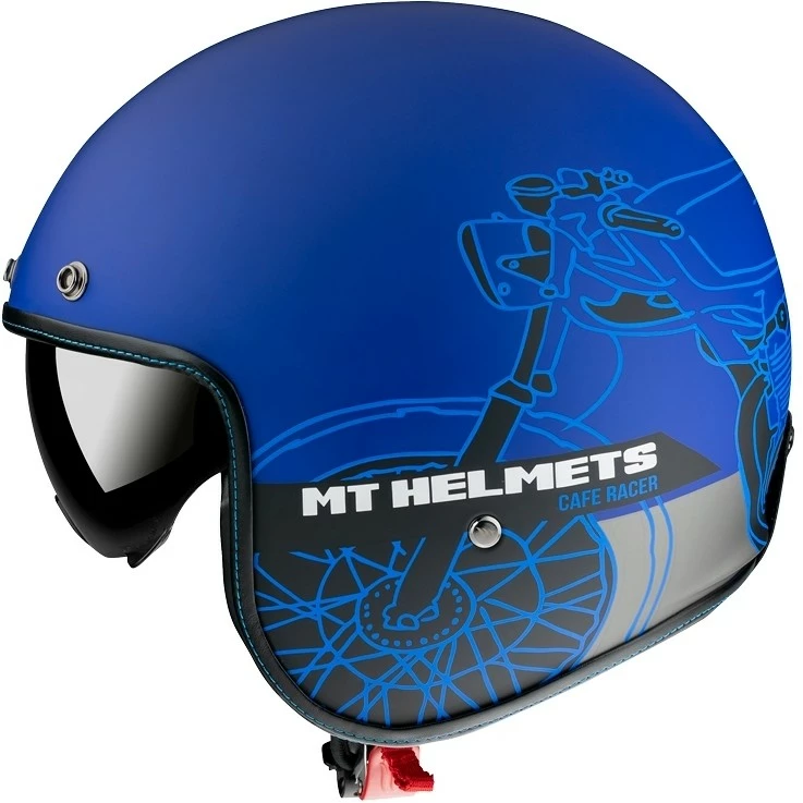 MT Helmets Casque Moto Jet Custom MT Casques Le Mans 2 SV CAFE 'RACER B7 Matt Blue 4 MT Helmets Casque Moto Jet Custom MT Casques Le Mans 2 SV CAFE 'RACER B7 Matt Blue – Image 2