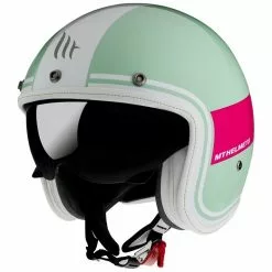 MT Helmets Casque Moto Jet Custom MT Casques Le Mans 2 SV TANT D8 Glossy White Pink