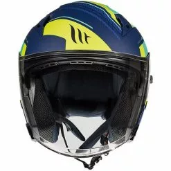 MT Helmets Casque Moto Jet Double Visor MT Casques AVENUE SV SIDEWAY J3 Bleu Mat Jaune -MT Helmets Soldes Magasin casque moto jet double visor mt casques avenue sv sideway j3 bleu mat jaune 71013
