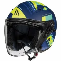 MT Helmets Casque Moto Jet Double Visor MT Casques AVENUE SV SIDEWAY J3 Bleu Mat Jaune -MT Helmets Soldes Magasin casque moto jet double visor mt casques avenue sv sideway j3 bleu mat jaune 71014