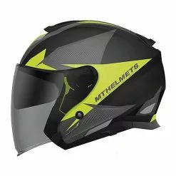 MT Helmets Casque Moto Jet MT Casques Thunder3 SV Jet Wing C4 Noir Matt Yellow Fluo