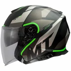 MT Helmets Casque Moto Jet Mt Helmet THUNDER Sv Jet BOW A6 Matt Black Green Fluo