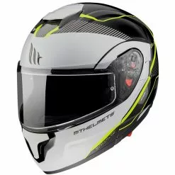 MT Helmets Casque Moto Modulaire Approuvé P / J Mt Casque ATOM Sv OPENED B3 Blanc Brillant Jaune Fluo -MT Helmets Soldes Magasin casque moto modulaire approuve p j mt casque atom sv opened b3 blanc brillant jaune fluo 122777