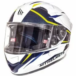 MT Helmets KRE SV Integral Casque De Moto Intrepid B3 Double Visor Fibre White Yellow Fluo